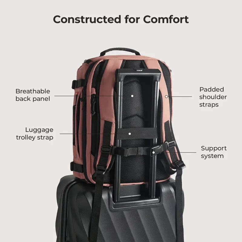 BAGSMART Men Women Travel Backpack with Shoe Compartment Airplane Compression Backpack Waterproof Anti‑theft Cabin Bag