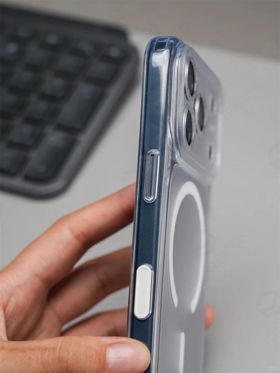 Magnetic Clear iPhone Case with Camera Button