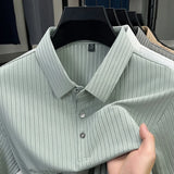 Men's Striped Polo Shirt – Breathable Summer Style