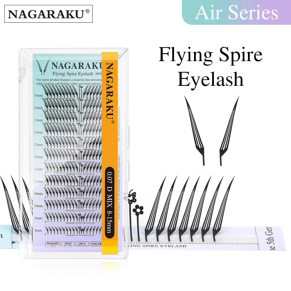NAGARAKU Ship from America 10 cases Premade Spire Eyelash Plume Fluttering Eyelash Extensions Anime Effect Soft Comic