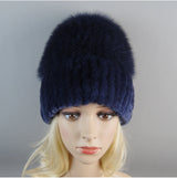 Women's Luxury Rex Rabbit & Fox Fur Beanie Hat