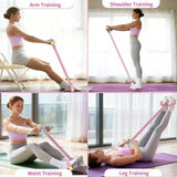 6 Tubes Natural Rubber Pedal Resistance Bands with Handles Multifunctional Yoga Pedal Puller Elastic Tension Rope Full Body Slimming Stretching Trainer Fitness Exercise Equipment for Abdomen Waist Arm Leg Home Gym Yoga Workou