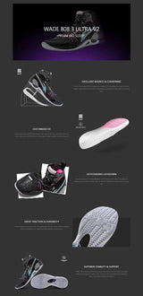 LI-NING WADE 808 3 ULTRA V2 Men's Squeaky Basketball Game Shoes Professional Sports Shoes ABAU013