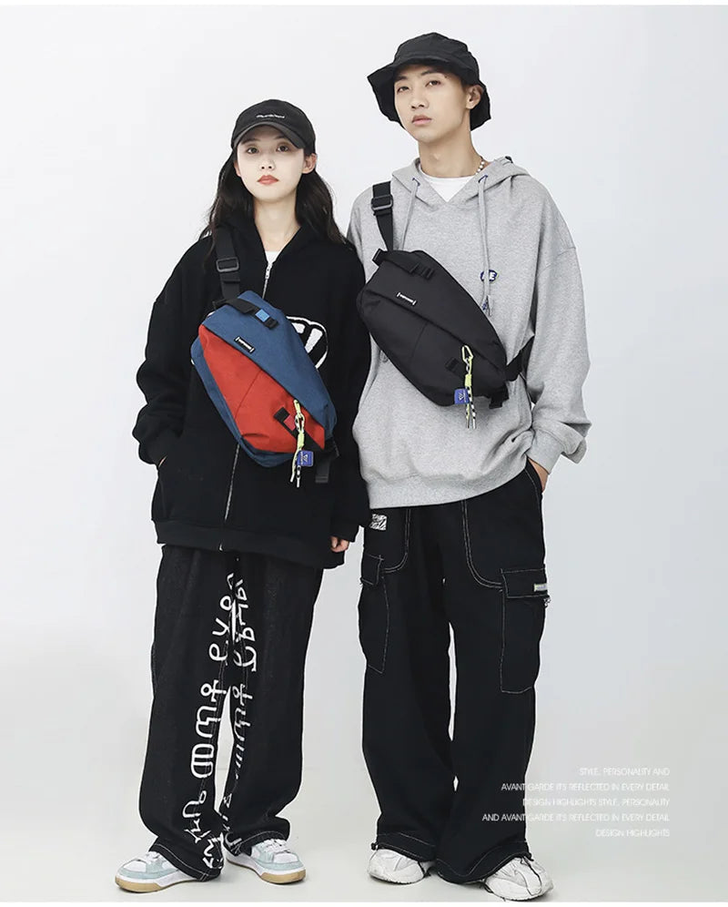 Unisex Nylon Panelled Crossbody Chest Pack