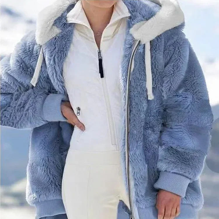 Oversized Plush Hooded Jacket