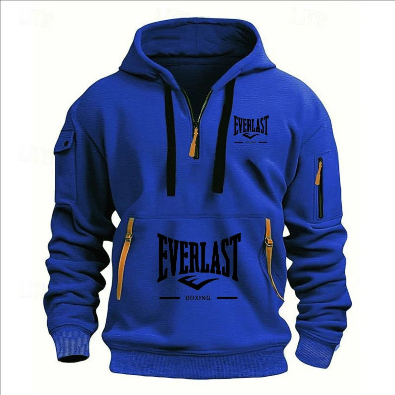 Men’s Printed Fleece Hoodie with Zipper Details