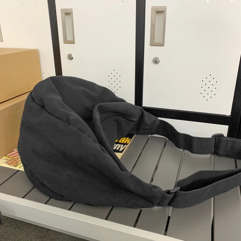 Solid Color Canvas Female Crossbody Bags For Women Large Capacity Shopping Messenger Bag Student Shoulder Bag Unisex School Bag