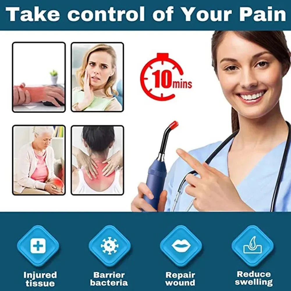 Handheld Red Infrared Light Therapy Wand, Portable Home Physiotherapy for Oral & Joint Care