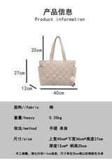 Multi Pocket Women Mailman Bag Diamond Patterned Cotton Clothing Shoulder Bag Large Capacity Tote Bag Casual Nylon Shoulder Bag