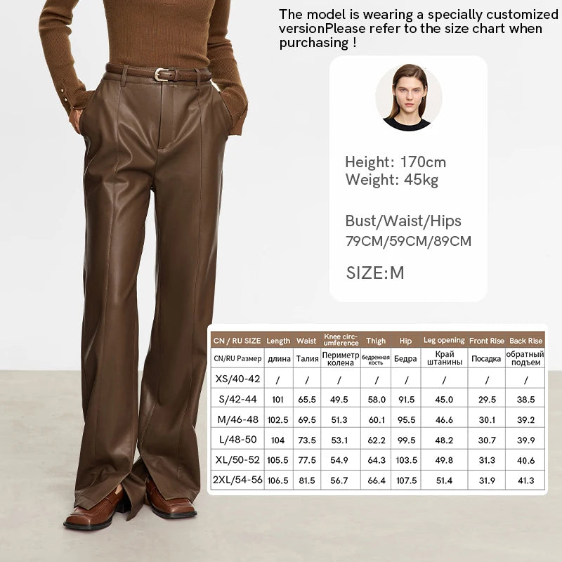 Minimalist Straight-Leg PU Leather Trousers