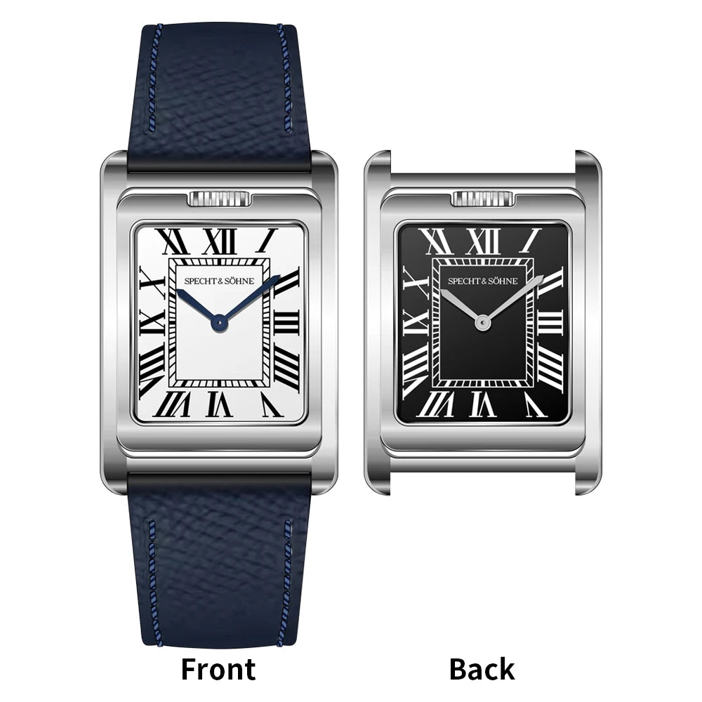 2026 Specht & Söhne New Fashion Square Quartz Watch Double Face Men's Watches Stainless Steel Sapphire CrystaReloj Hombre 24.5MM