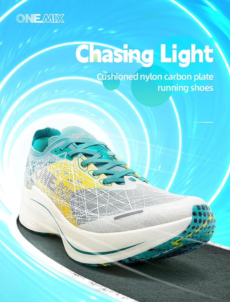 ONEMIX Marathon Carbon Plate Running Shoes Shock Absorption Ultra-light Sports Shoes Rebound Technology Outdoor Men Sneakers