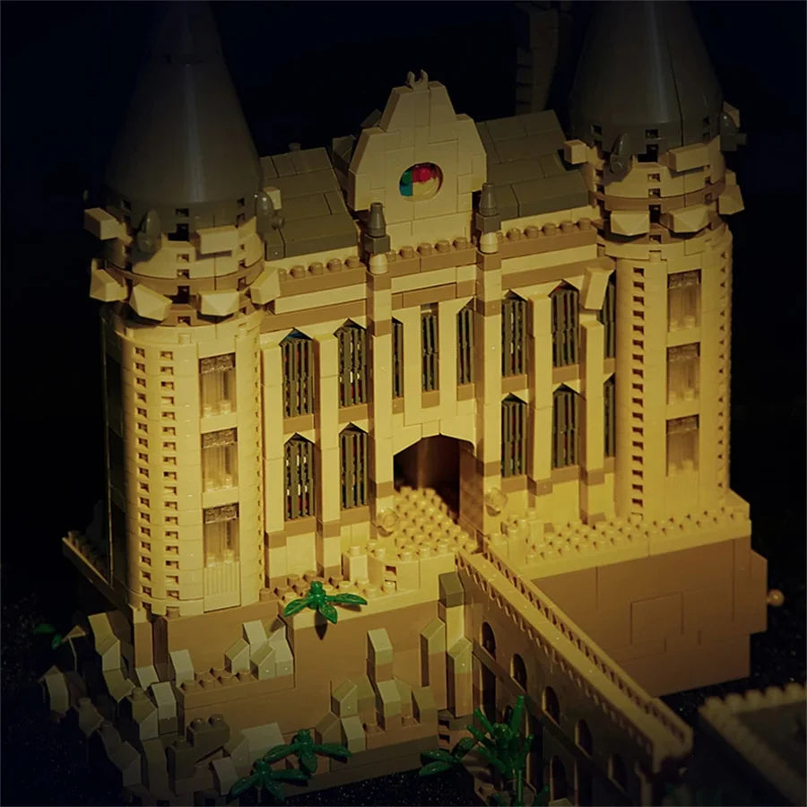 New Magic Castle Micro Building  Blocks Light Up Street View Architecture Creative MOC Model Kit  Kids Christmas Birthday Gifts