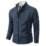 Men’s Fleece-Lined Stand Collar Cardigan