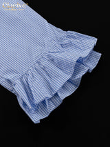 Clacive Fashion Loose Plaid Cotton Women's 3 Pieces Set 2025 Elegant Long Sleeve Shirt With High Wiast Wide Pants Set Female