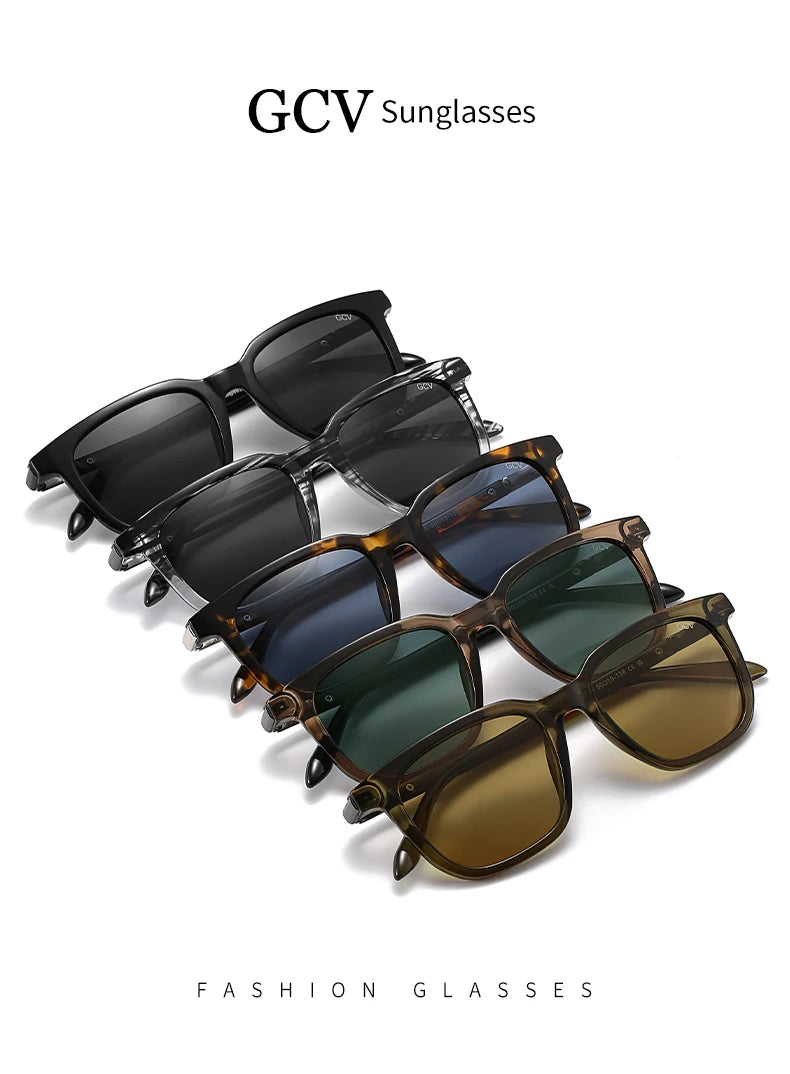 GCV Brand Original Fashion Acetate Polarized Sunglasses Cat Eye Square Frame Fishing Glasses Driving Outdoor Hiking UV400