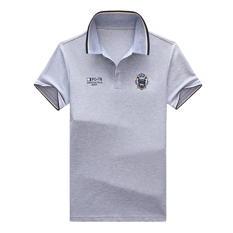Men's Embroidered Cotton Polo – Casual Solid Colors