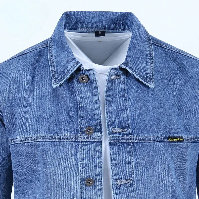 Men's Stylish Blue Denim Jacket – Loose Fit Casual Y2K Jean Coat (USA Made)