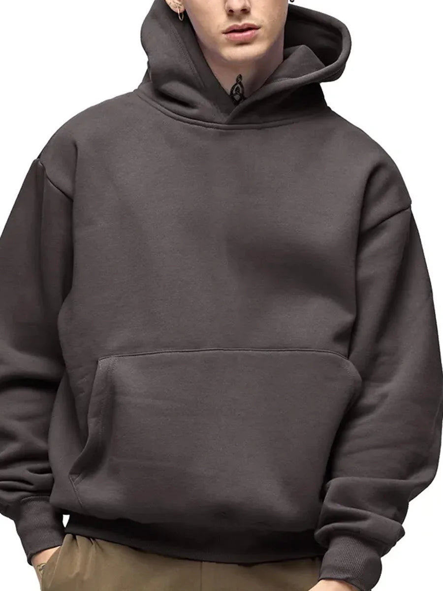 DIY Custom Your Brand LOGO 500GSM Heavy Weight New Autumn Winter Casual Thick Cotton Men's Top Solid Color Hoodies Sweatshirt
