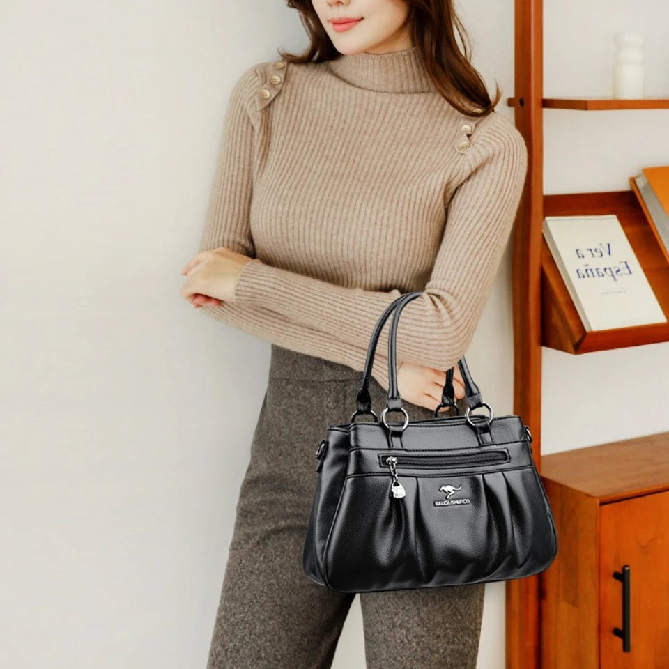 Three Layers Luxury Casual Tote Women Bag Top Quality Pu Leather Ladies Hand Bags for Women Big Shoulder Crossbody Bags Sac New