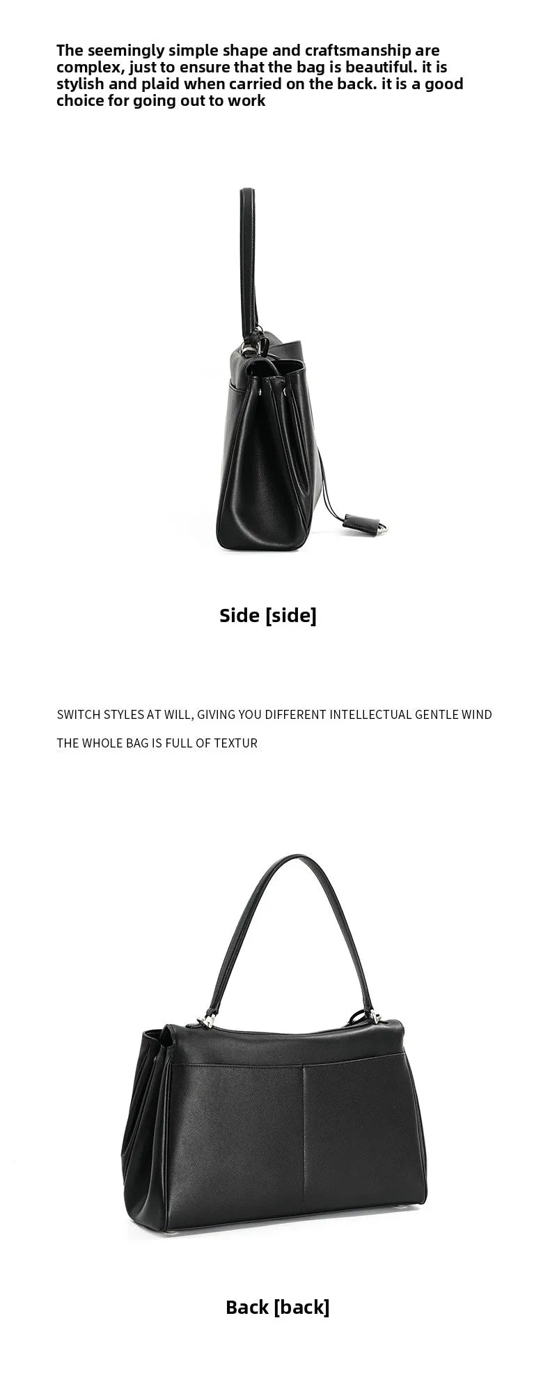 Large Capacity Women's Leather Handbag High-End Single Shoulder Crossbody Tote for Commuting