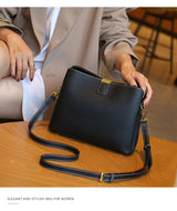 Women's Genuine Leather Handbag Luxury Bucket Style Casual Lady Fashion Shoulder Crossbody Messenger Bag for Girls 2025 Hot Sale