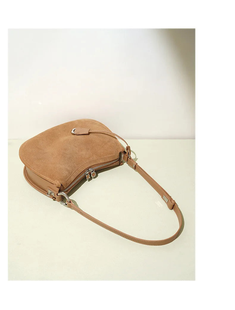 2025 Spring Summer Suede Hobo Bag Sophisticated Single Shoulder Tote Vintage Inspired Trendy Crossbody Pack Women's Handbag