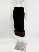 Elegant Fur & Feather 2-Piece Maxi Set