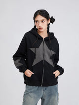 Women's Y2K Star Print Zip-Up Hoodie