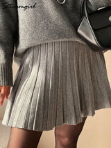 Elegant Knit Pleated Mini Skirt for Women