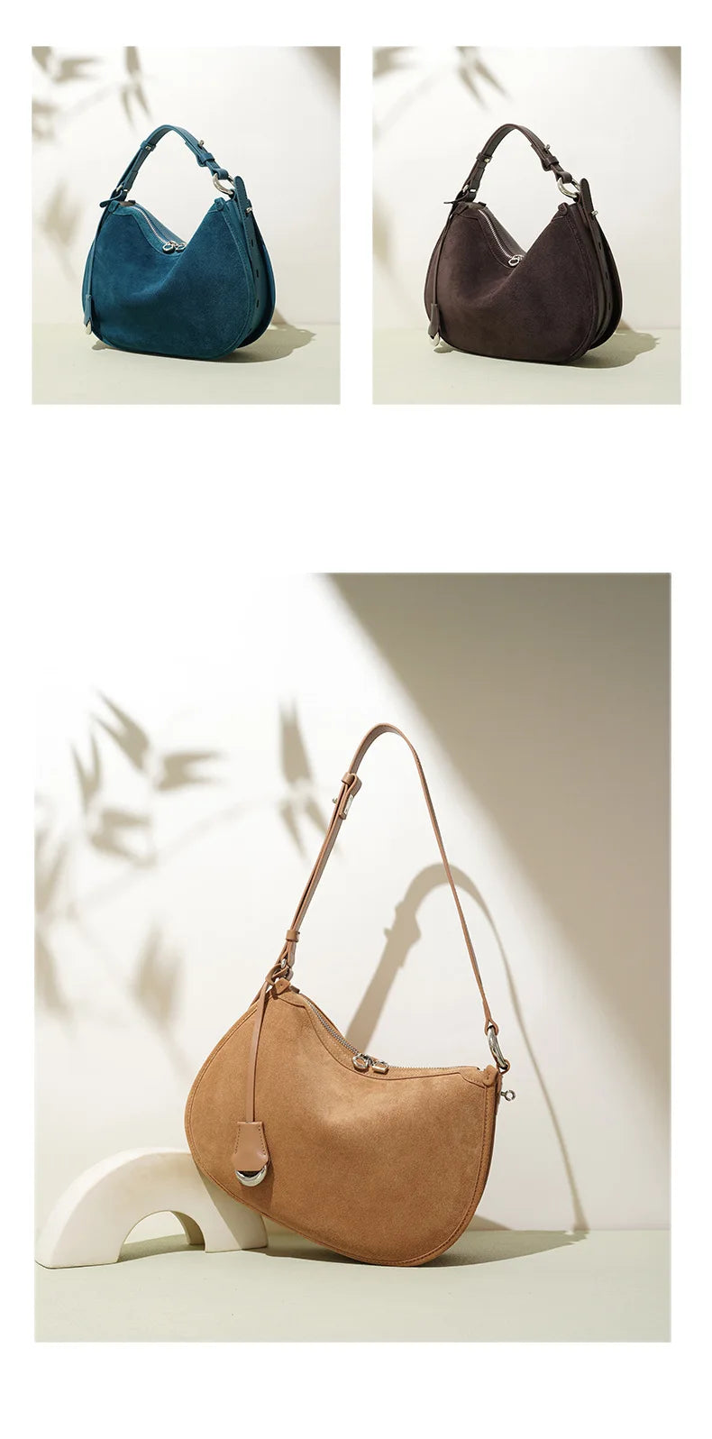 2025 Spring Summer Suede Hobo Bag Sophisticated Single Shoulder Tote Vintage Inspired Trendy Crossbody Pack Women's Handbag
