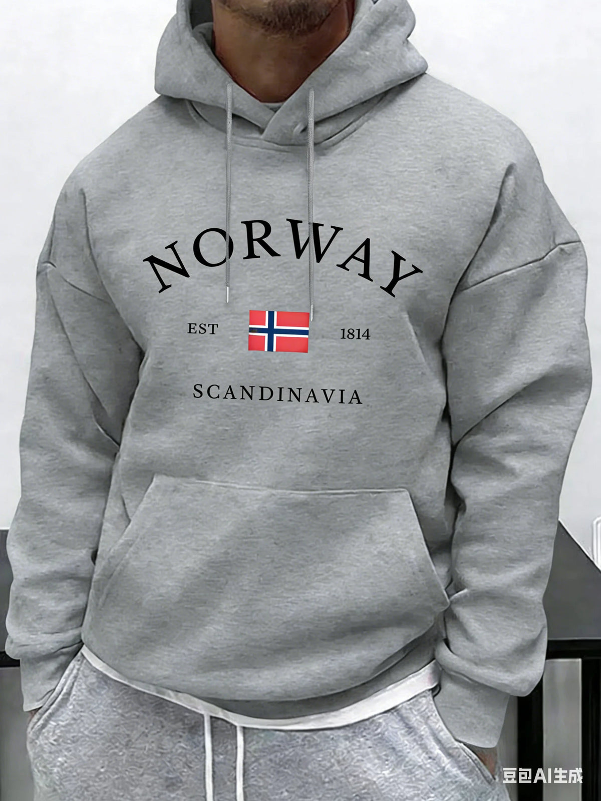 Men's Retro Print Pullover Hoodie