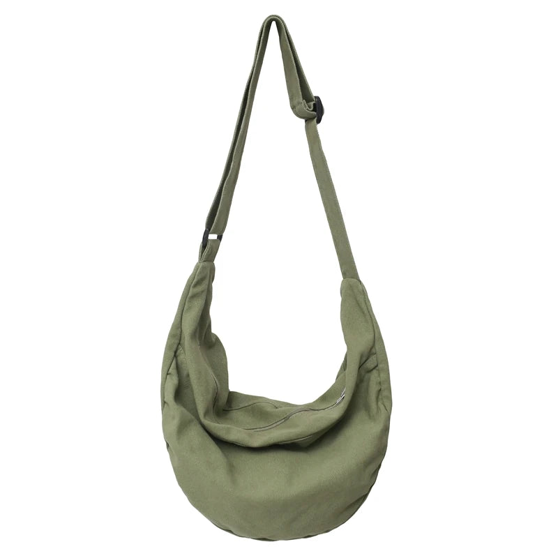 Solid Color Canvas Female Crossbody Bags For Women Large Capacity Shopping Messenger Bag Student Shoulder Bag Unisex School Bag