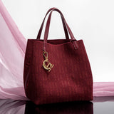 Trendy Solid-Color Women's Bucket Bag - Large Capacity Letter Print Design with Detachable Strap  Inner Card Pockets