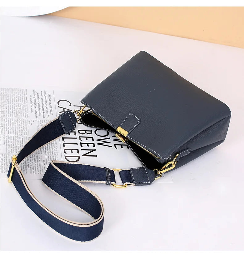 Women's Genuine Leather Handbag Luxury Bucket Style Casual Lady Fashion Shoulder Crossbody Messenger Bag for Girls 2025 Hot Sale