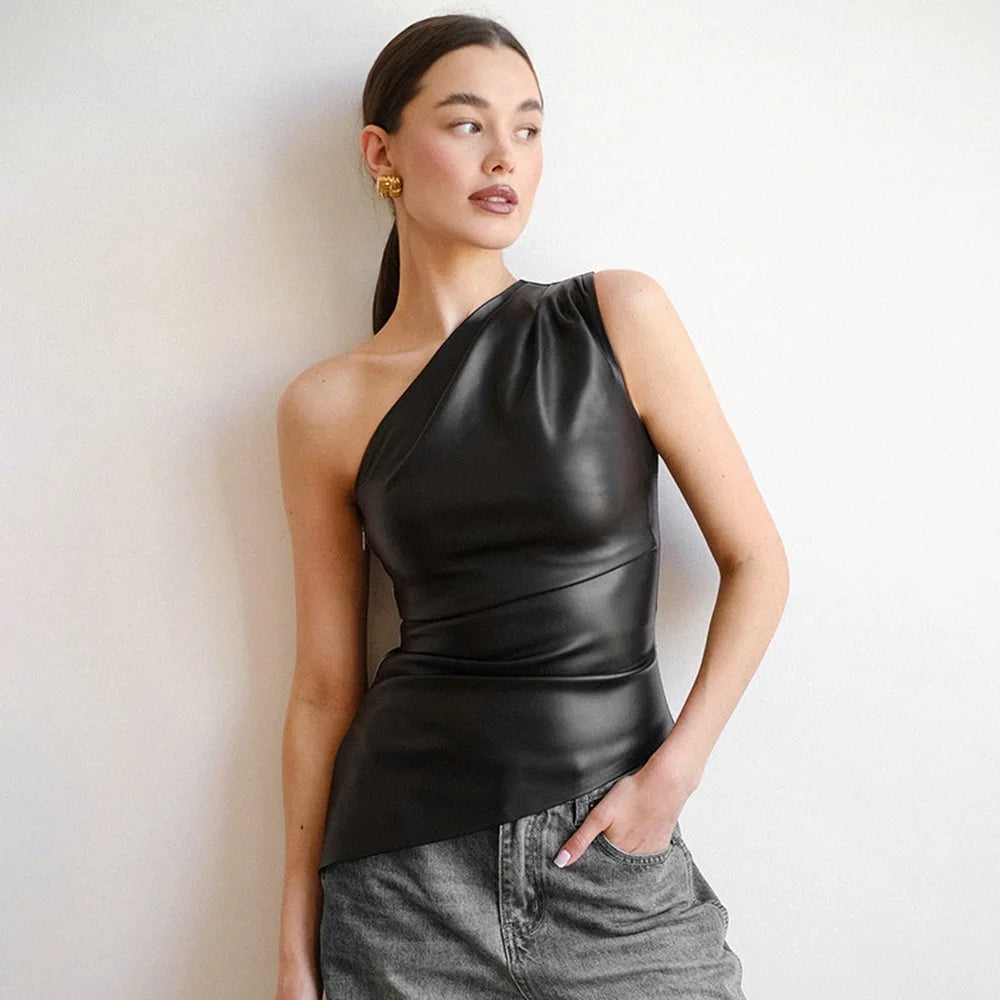 Slim-Fit One-Shoulder Sleek Vest