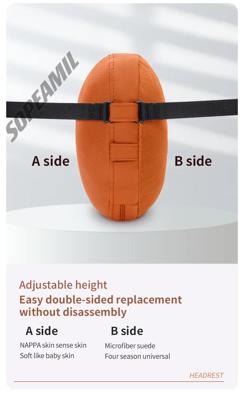 Car Double-Sided Suede Leather Headrest Neck Support Pillow Seat Waist Cushion Tesla Cybertruck Model 3 Model Y Model S Model X