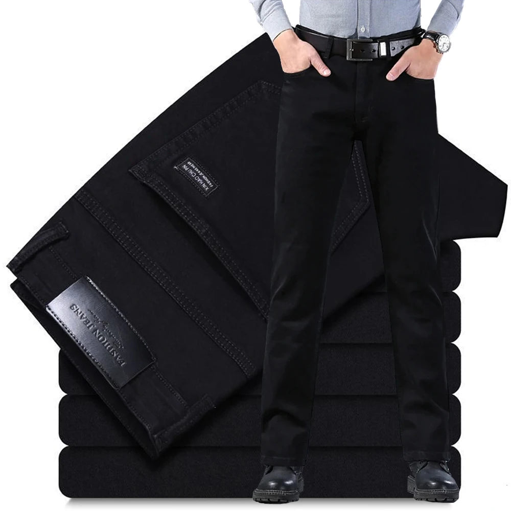 Men’s Classic Black Straight-Leg Stretch Jeans