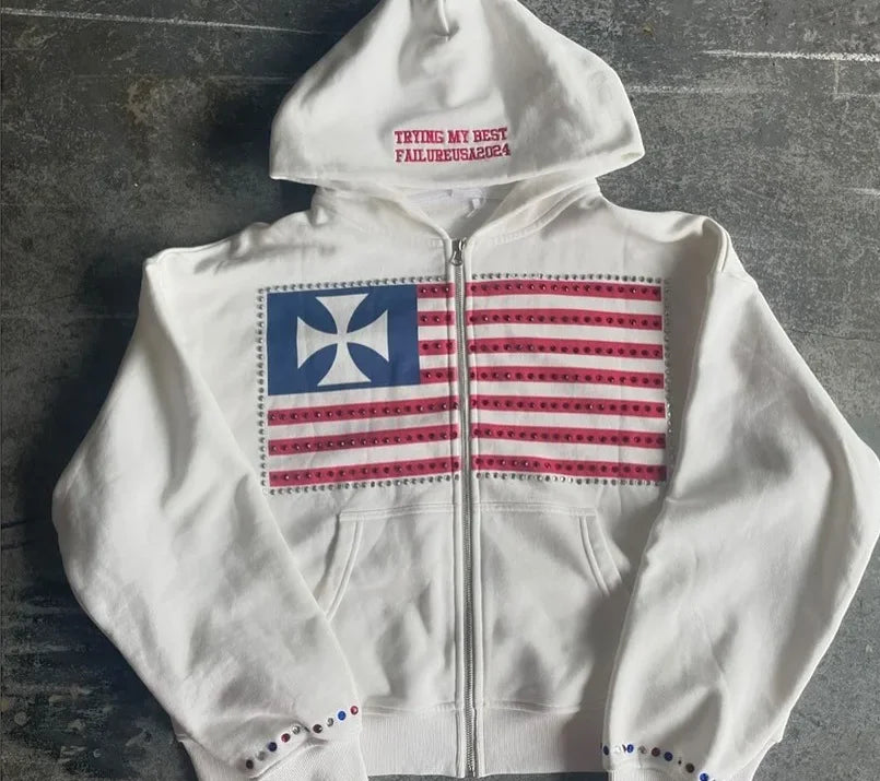 Two-Tone Y2K Minimalist Hooded Sweatshirt