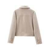 Women's Zipper Jacket Coat New Winter Long Sleeve Pocket Outerwear Coat Short Street Elegant Women's Jacket