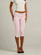 Women's Y2K Low-Rise Capri Leggings | Fold-Over Waistband