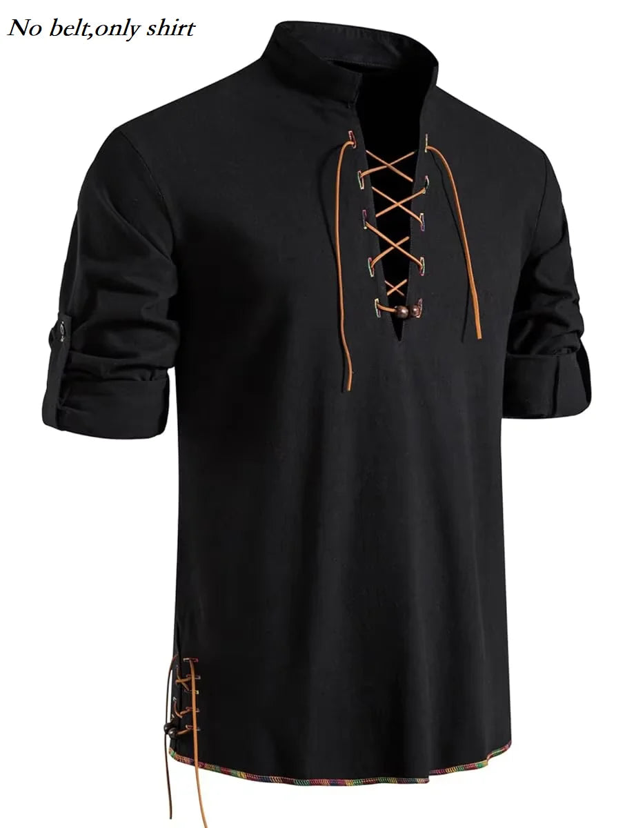 Men's Medieval Pirate Lace-Up Shirt