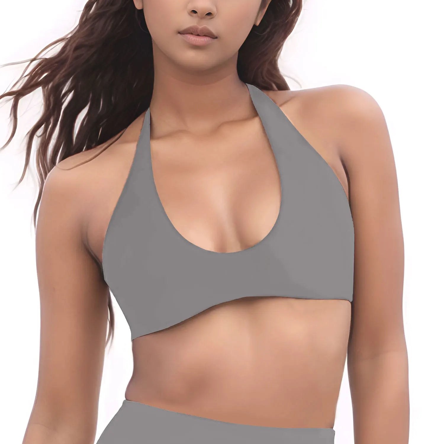 SoftMotion Halter Neck Bralette – High-Support Gym & Yoga Top