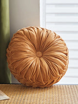 Pleated Velvet Pumpkin Cushion – Lumbar & Sofa Support