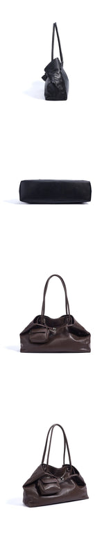 2026 Women's Top Grain Leather Tote Indie Inspired Shoulder Purse Large Capacity Commuting Crossbody Bag Contemporary Daily Use