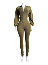 Ribbed Distressed V-Neck Jumpsuit