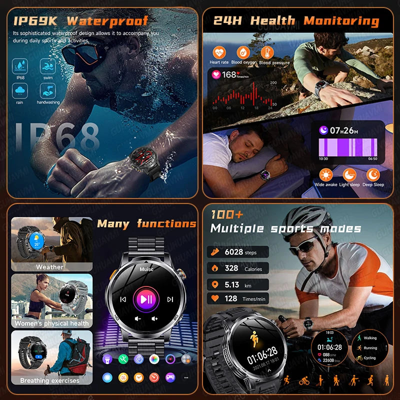 GUHUAVMI AK95 Pro Smartwatch – AMOLED, GPS & Flashlight