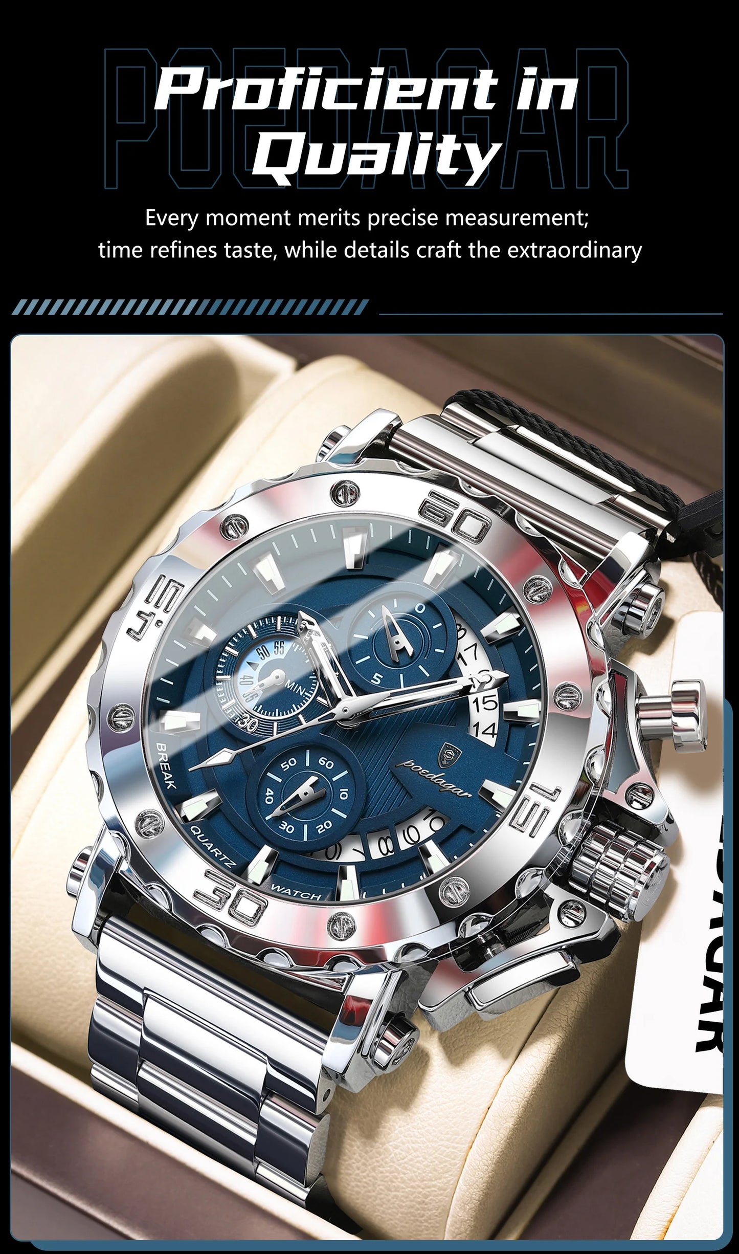 POEDAGAR 892 Luxury Men's Chronograph Watch