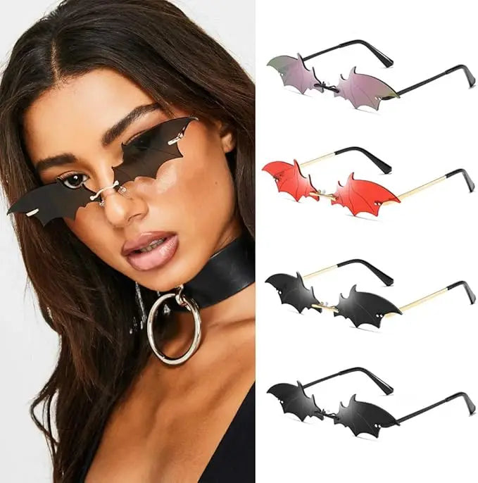 Bat Wing Rimless Sunglasses – Gothic Party Eyewear