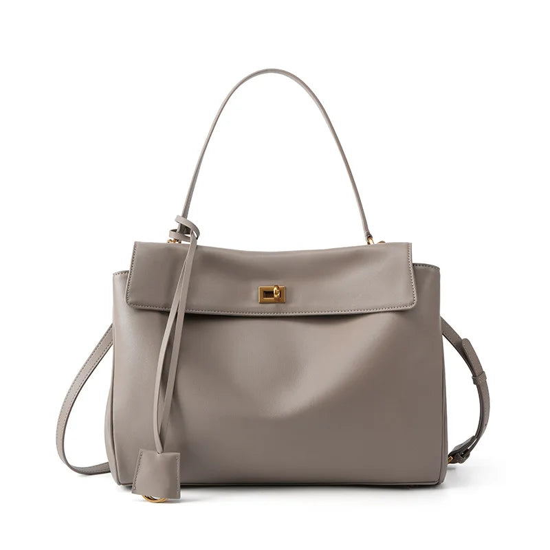 Large Capacity Women's Leather Handbag High-End Single Shoulder Crossbody Tote for Commuting